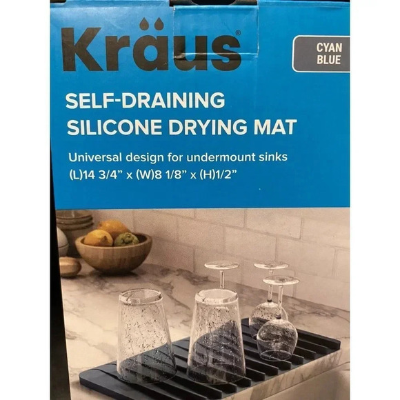 Kraus Kitchen SelfDraining Silicone Drying Mat Cyan Blue New14-3/4 x 8-1/8 x 1/2 - Picture 3 of 13